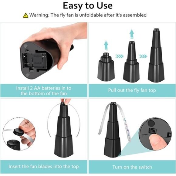 Fly Fans for Tables, Fly Fan Outdoor Indoor Keep Flies Away, Table Top Fly Fan - Picture 6 of 7